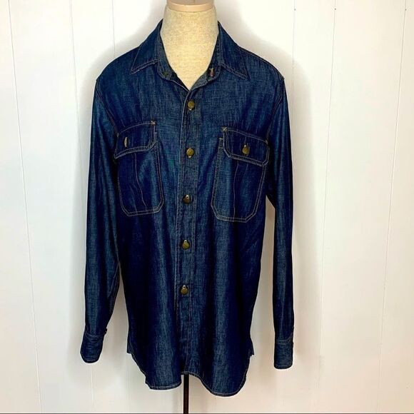 Denim Shirt REVOLVE Current Elliott The Recruit Distressed Medium - Picture 1 of 10